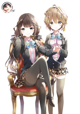 Anime girls sitting chair crossed - a gun free wallpaper for mobile