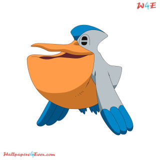 Blue bird large beak back - free 3d render wallpaper for tablet
