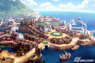 Fantasy island city pirate ship - a computer free wallpaper for desktop