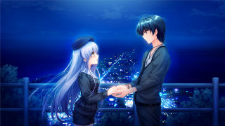 Anime couple cityscape night lights - a cityscape free wallpaper
