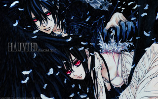 Anime characters red eyes black 8 - one holding free wallpaper for desktop