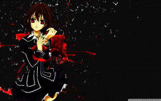 Anime girl glasses gun blood - black spot free wallpaper