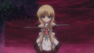 Girl blonde hair sword fence - a sword in front free wallpaper