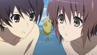 Anime girls fish smiling camera - fish free wallpaper