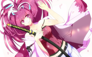 Woman pink hair sword pink - a large sword free wallpaper