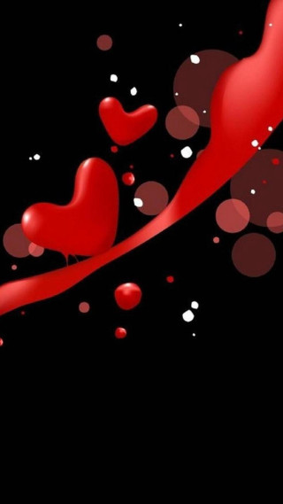 Red heart black background bubbles - free hearts wallpaper for mobile