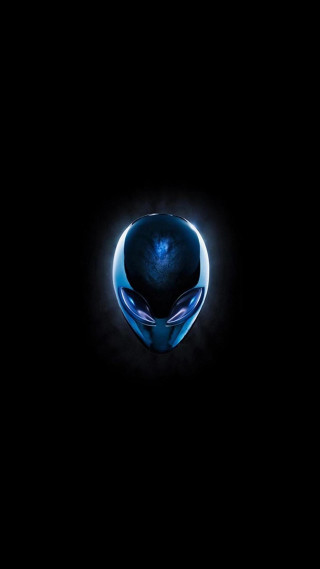 Blue alien head dark background 2 - a light shining free wallpaper for mobile