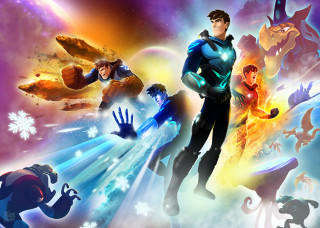 People painting space stars planets - key art free wallpaper