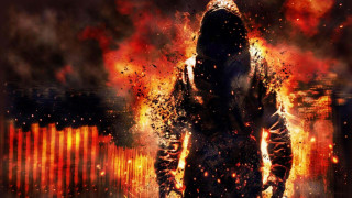 Man hooded jacket fire wall - his body free wallpaper