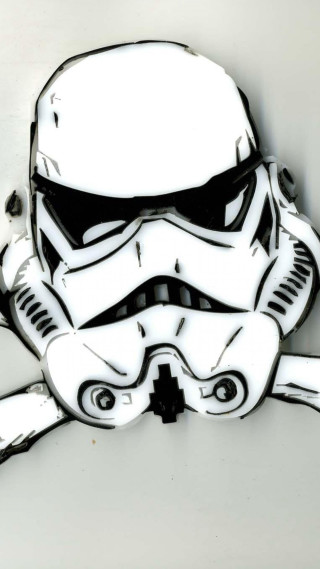 Stormtrooper mask wall black white 2 - war free wallpaper for mobile