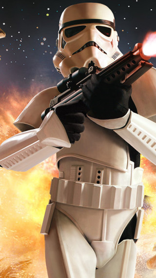 Star wars character holding gun 2 - a gun in front free wallpaper for mobile