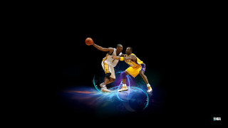 Basketball players light trail blue - two basketball player free wallpaper