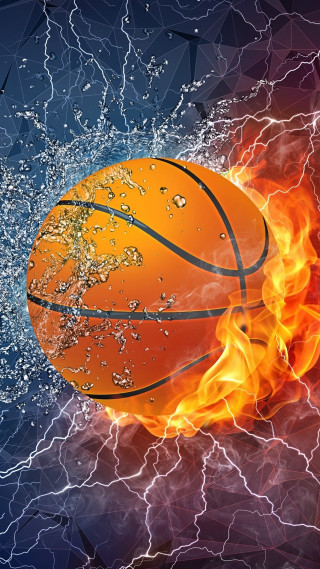Basketball air water splashing lightning - free sports wallpaper for mobile