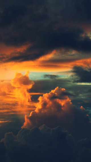 Plane flying cloudy sky sunset - free sky wallpaper for mobile