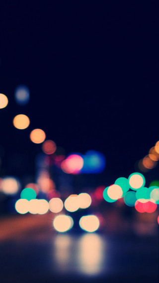 Blurry city street night lights 6 - bokeh free wallpaper for mobile