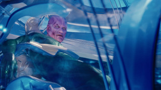 Futuristic man purple hair blue - a futuristic setting free wallpaper