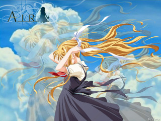 Woman long hair sword sky - cloud behind her free wallpaper
