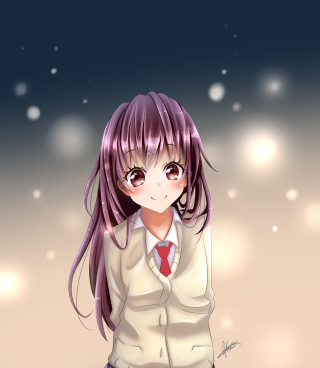 Girl long hair snow anime - her eye free wallpaper for tablet