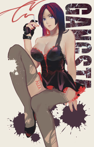 Woman corset chair cigarettes sitting - fullbody free wallpaper