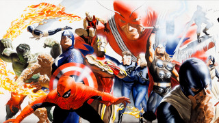 Superheroes fire background man sword - alex ross free wallpaper