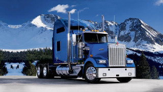 Blue truck mountain scene digital - the ground and trees free wallpaper