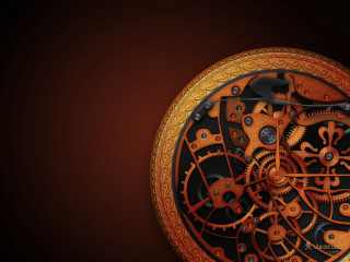 Clock gears chains red background - gear free wallpaper