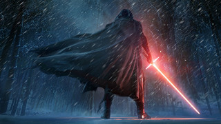 Man dark forest light saber - cinematic concept art free wallpaper