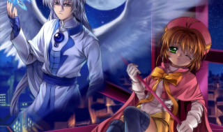 Anime characters sitting ledge full - a ledge in front free wallpaper