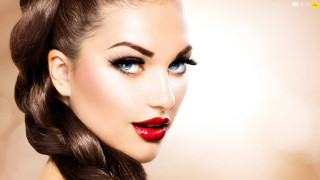 Woman braid red lipstick red - a braid free wallpaper