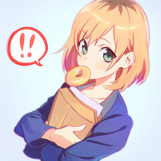 Woman donut mouth speech bubble - short hair free wallpaper for tablet