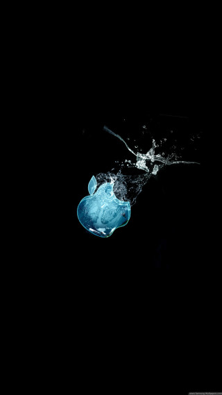 Black background blue apple water - water free wallpaper for mobile