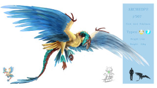 Blue yellow bird man digital - upper body free wallpaper for desktop
