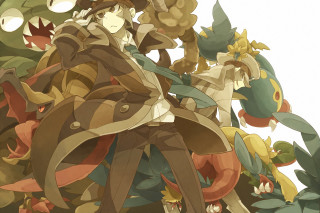 Man hat coat tree leaves - heroic pose free wallpaper