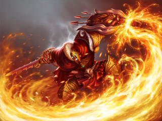 Man red suit sword fireball - a red suit free wallpaper