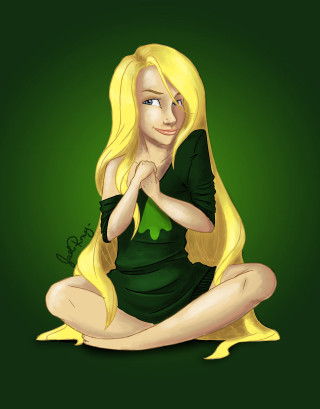 Cartoon girl sitting ground hands - ross free wallpaper