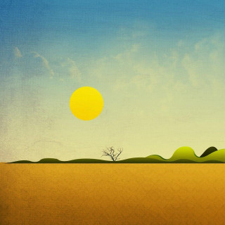 Tree yellow sun desert landscape - surreal free wallpaper for tablet