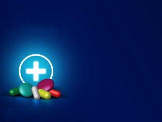 Pills blue background plus sign - the middle of the image free wallpaper for desktop