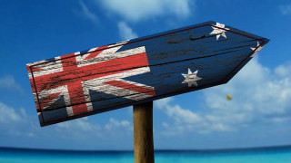 Wooden sign flag blue sky - anson maddock free wallpaper