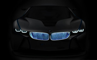 Black car blue light hood - headlight free wallpaper