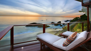 Chair balcony ocean sunset sunrise - sunset over the ocean free wallpaper