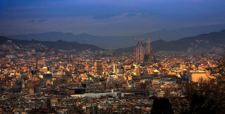 Cityscape mountains blue sky evening - arthur b. carles free wallpaper