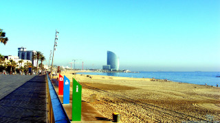 Beach colorful huts ocean city - arthur b. carles free wallpaper