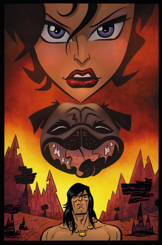 Woman dog demon red yellow - free dogs wallpaper for mobile