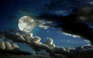 Full moon clouds stars night - a dark cloud free wallpaper