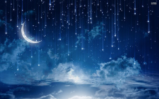 Night sky stars crescent moon 3 - dreamlike free wallpaper for desktop
