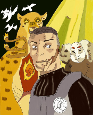 Man cat tiger back bird - free sci-fi wallpaper