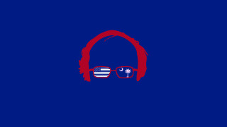Blue background red headphone glasses - minimalist free wallpaper for desktop