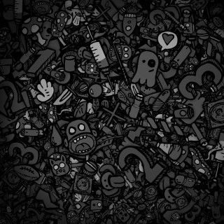 Black white objects scattered background - object free wallpaper for tablet