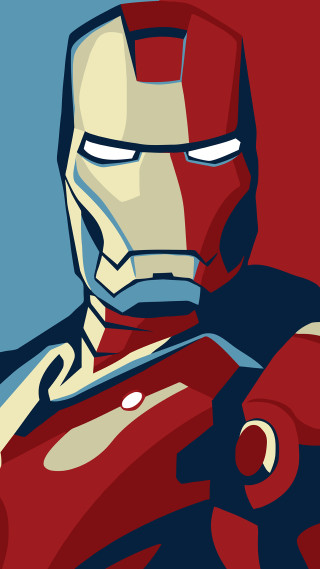 Stylized iron man illustration blue - red background free wallpaper
