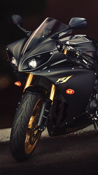 Black motorcycle night road lights 4 - free motorcycles wallpaper for mobile